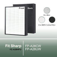 เปลี่ยน FZ-A28HFU 2 In 1แผ่นกรองคาร์บอน HEPA สำหรับ FPA28CW รุ่น FPA28UW FPA28U FPA28C Sharp เครื่องฟอกอากาศ FP-A28UW