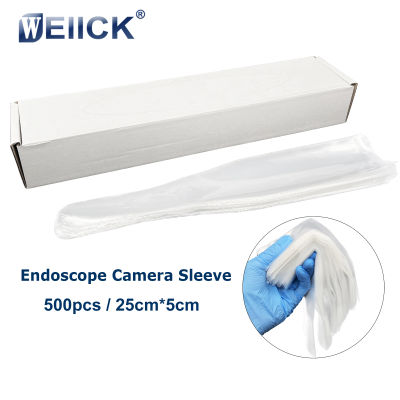 500ชิ้นกล่องทิ้งทันตกรรมในช่องปากกล้องเปลือกแขนปกสำหรับทันตแพทย์ Lab ฟิล์ม Endoscope จับแขน25*5เซนติเมตร