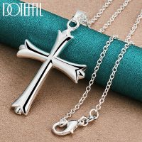DOTEFFIL 925 Sterling Silver 16-30 Inch Snake Chain Cross Pendant Necklace For Women Man Fashion Wedding Party Charm Jewelry Fashion Chain Necklaces