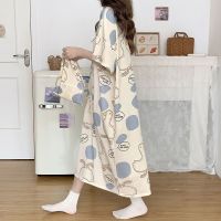 --SY23726▥ 3 kg ghtdress female summer th silk skatg silk short-sed cartoon large size fat mm summer loose long knee length