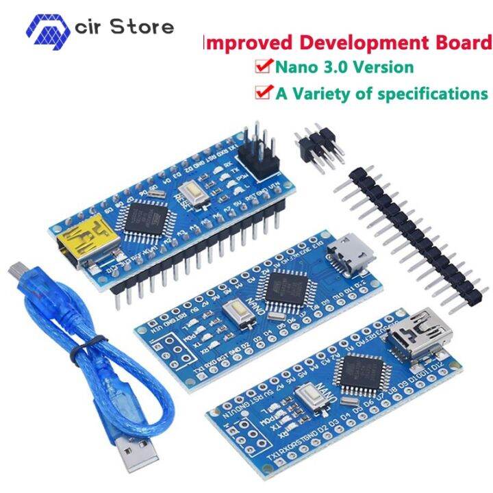 thumbnail image 2 of Atmega328P Nano 3.0 CH340 USB Driver + Terminal Adapter Expansion Board 2-in-1 2 of 5