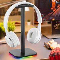 【Undine earphone】RGB Gaming Headphone Stand Desk Display Holder Rack Luminous Hanger For Gamer PC Headset Hanging Rack