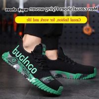 COD DSFEDTGETEER Men Work Shoes Flying Woven Mesh Comfortable Casual Shoes Trend Running Sneakers Sport Shoes Murah