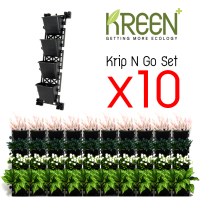 x10 Krip N Go Set  ชุด กระถาง สวนแนวตั้ง (Vertical Garden) KREEN+ รุ่น Krip N Go - แพ็ค 10 ชุด