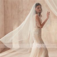 Free Shipping Wedding Accessories 2021 Two Layers Beads Pearls Ivory Tullw Bride Veil Formal Wedding Veils with Comb Hair Accessories