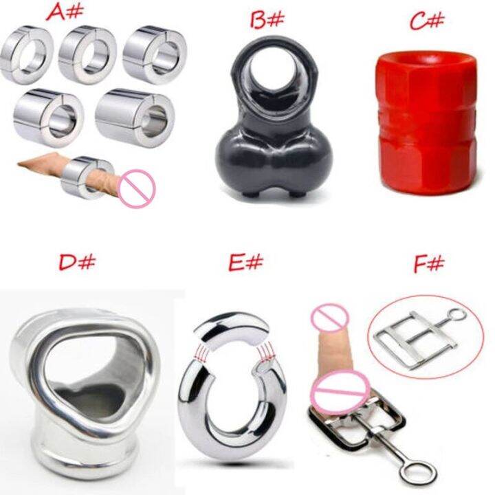 Magnetic Chastity Lock Stainless Steel Scrotum Pendant Ball Stretcher