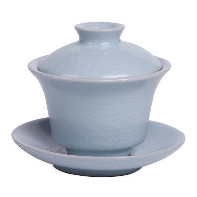 Jingdezhen เซรามิค Crackle Glaze Gaiwan Tureen ชุดน้ำชาพิธีชงชาจีนถ้วยชา Ru เตาเผาชามพอร์ซเลน