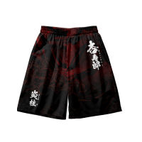 2023 newJapanese Anime Demon Slayer Men Track Shorts Casual Rengoku Kyoujurou Baggy Shorts Beach Bermuda Masculina Joggers Shorts