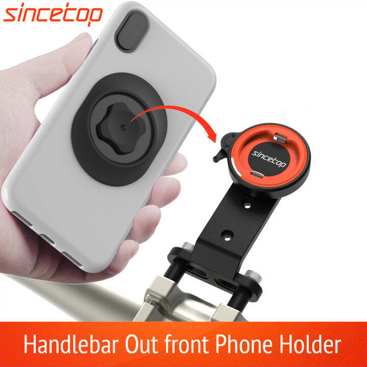 sincetop Out Front Bike Phone Mount Mountain Bike Cell Phone Holder for Bike Stem, Extended