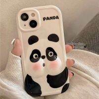 เคส RouJiang สำหรับ iPhone 15 14 13 12 11 Pro Max X Xr Xs Max 7 8 Plus SE 2020การ์ตูนน้อยน่ารักเคสโทรศัพท์แพนด้าแบบคลาสสิกที่มีหน้าอ้วน