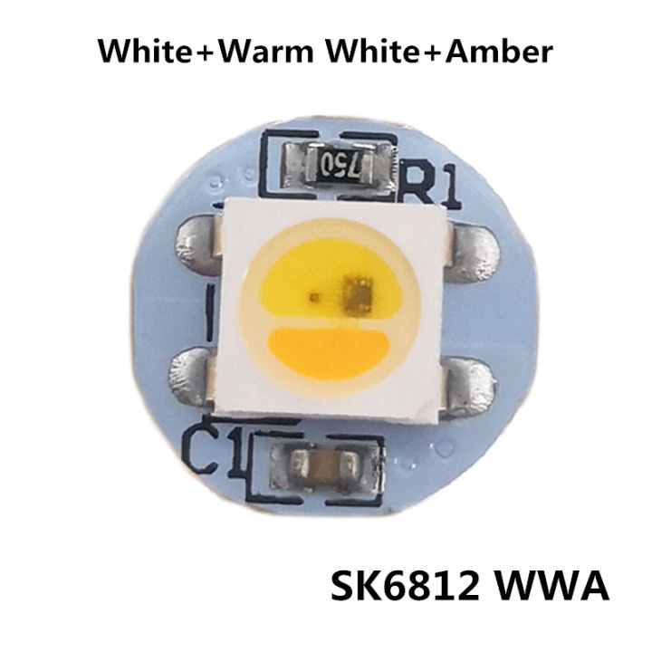 50ชิ้น-100ชิ้น-sk6812-wwa-smd5050-led-ชิป-dc5v-ในตัว-ic-ที่มี10มิลลิเมตรเส้นผ่าศูนย์กลางสีขาว-pcb-คณะกรรมการฮีทซิงค์สีขาวอบอุ่นสีขาวสีเหลืองอำพัน