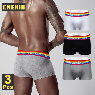CMENIN ORLVS 3Pcs Popular ผ้าฝ้ายผู้ชายกางเกง Bxoers กางเกงขาสั้นกางเกงระบายอากาศเซ็กซี่ชายชุดชั้นในชายนักมวยกางเกง Masculino OR507