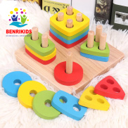 Đồ Chơi Montessori Bộ Đồ Chơi Thả Hình Shape String Bằng Gỗ Loại Mới 2020