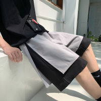 Hybskr Summer Oversized Men Sport Shorts Harajuku Streetwear Fake Two Piece Casual Short y2k Wide Leg Male Knee Length Trousers