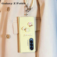 ฟิล์ม3เคสหน้าจอแบบพับได้สำหรับ Samsung Galaxy Z พับได้4เคสโทรศัพท์มือถือแฟชั่นน่ารักมีสายคล้องบานพับ