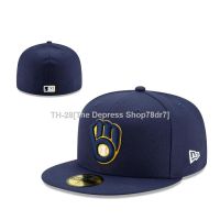 ◘✲ Fashion Milwaukee Brewers Full Cap Fitted Hat MLB 59FIFTY Closed Fit Caps Sports Embroidery Hats Topi