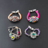 Women Flower Vintage Shourouk Crystal Gem Beads Fashion Luxury Statement Handmade Rope celet 159