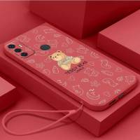 เคส OPPO A53 2020 OPPO A32 OPPO OPPO A33 A11S 2020เคสนิ่มใส่โทรศัพท์ซิลิโคนเหลวป้องกันเคสกันกระแทกมือถือเรียบเนียนน่ารักหมีการ์ตูนมีสายคล้อง