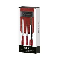 ESCODA Synthetic Travel Brush Red Set (E212700000) l เซ็ตพิเศษ พู่กันพกพาขนสังเคราะห์ด้ามสีแดง พร้อมเคส แบรนด์ Escoda