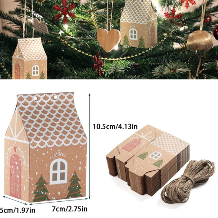 bali-รูปบ้านกระดาษคราฟท์มีเชือกของขวัญขนมถุงคุกกี้10ชิ้นกล่องใส่ต้นคริสต์มาสจี้ตกแต่งงานปาร์ตี้