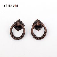20PCS 31mm Antique metal flower rings small handle drawer cabinet door gift box antique wooden jewelry box decoration B274