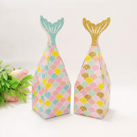 2050Pcs Mermaid Tail Paper Candy Box Gift Bags Popcorn Boxes Kids Little Mermaid Birthday Party Decoration Baby Shower Supplies