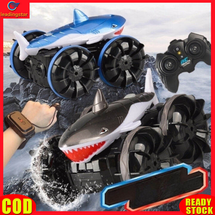 leadingstar-toy-new-2-4g-remote-control-shark-car-rechargeable-360-degree-rotation-amphibious-stunt-remote-control-car-for-boys-girls-gifts