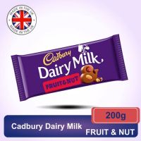 Happy at home &amp;gt;&amp;gt; Catbury dairy milk fruit and nut 200 g ช็อกโกแลตนมสอดไส้อัลมอนด์และผลไม้ 200 กรัมสินค้านำเข้าจากประเทศอังกฤษ