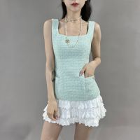 Factory Outlet Gifts Xiaoxiangfeng Suspender Vest Female Summer New Outer Worn Girl Slimming Square Collar Sleeveless