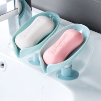 Suction Cup Soap dish For bathroom Shower Portable Leaf Soap Holder Plastic Sponge Tray For Kitchen Bathroom accessories Food Storage  Dispensers