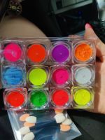 12Jar/set Neon Phosphor Nail Powder 3g*12pcs=36g Fluorenscence Effect Nail Pigment Chrome Dust Glow In Dark Christmas Powder--Zaiu