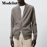 Modelutti 2022ใหม่ฤดูใบไม้ร่วงฤดูหนาวแฟชั่นผู้ชายยืนคอถักเสื้อกันหนาวซิป Cardigans เสื้อของแข็งบางง่ายท็อปส์ลำลองชาย