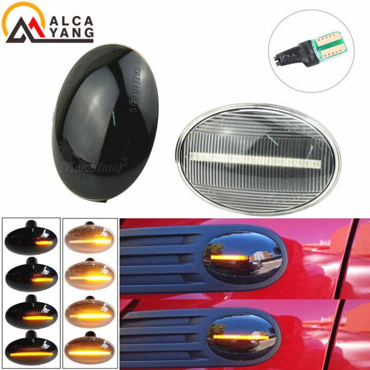 2ชิ้นไหลด้าน-repeater-โคมไฟแบบไดนามิก-led-ด้านข้างไฟเลี้ยวไฟสัญญาณสำหรับ-bmw-mini-cooper-r55-r56-r57-r58-r59