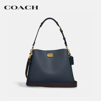 COACH กระเป๋าสะพายไหล่ผู้หญิงรุ่น Willow Shoulder Bag In Colorblock สีฟ้า C2590 B4/DE