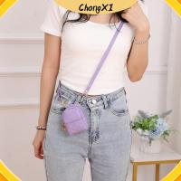 CHONGXI มินิมินิ กระเป๋าใส่เหรียญ หนังพียู แบบพกพาได้ กระเป๋า Crossbody ของใหม่ สีทึบทึบ กระเป๋าเงินเงินสด สำหรับผู้หญิง