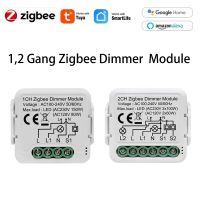 Tuya Zigbee 3.0 Smart 1/2 Gang Dimmer Switch Module 2-Way Control Smart life APP remote 100-240V DIY Mini With Alexa Google Home