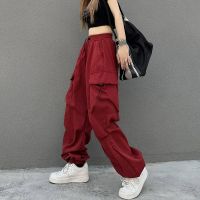 Thin Casual Pants Mens and Womens Spring and Autumn Loose Slimming American All-Matching Straight Wide Leg Pants Drawstring Ankle-Tied Workwear Pants 9BoZTH