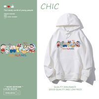 CHIC เสื้อฮู้ดแขนยาวพิมพ์ลายการ์ตูนอนิเมะบาง ๆ สไตล์สบาย ๆ T0242