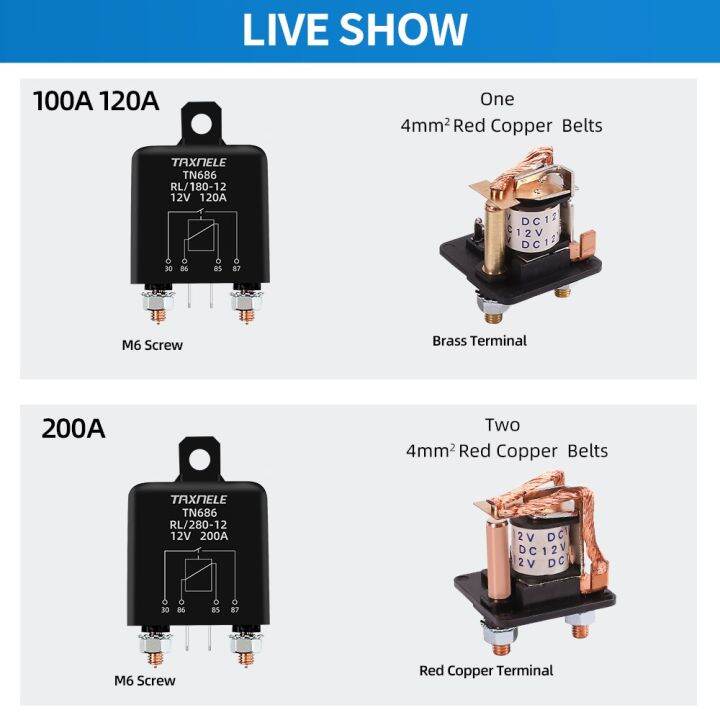 รีเลย์สตาร์ทรีเลย์กระแสสูง100a-200a-รีเลย์สตาร์ทกระแสไฟแรงสูง12v-24v-รีเลย์รถยนต์