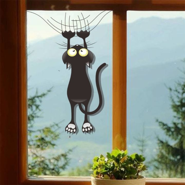ล้มลงสำหรับแมวพีวีซีกระจกผนังสติ๊กเกอร์-diy-ภาพจิตรกรรมฝาผนังหน้าต่างรูปลอกวอลล์เปเปอร์-de