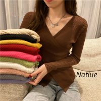 Natlux เสื้อแขนยาวผญ เสื้อคลุมหญิง เสื้อกันหนาว ผญ เสื้อสเวตเตอร์ เสื้อไหมพรมผญ เสื่อฮู้ดหญิงคู่ เสื้อแขนยาวหลวม 2023 ใหม่ 36Z230908