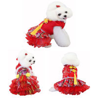 Pet Dress Chinese Traditional Tang Costumes Parties Wedding Clothing For New Year Christmas Small Dog Teddy Yorkshir Chihuahua