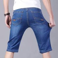 Spot high quality] plus size jeans shorts summer thin mens hole denim shorts mens loose straight tube five points casual horse trousers trend slimming trousers