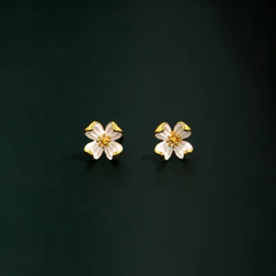 [COD] designer brand French retro daisy flower stud earrings temperament ear clip