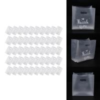 50 Pcs Thank You Plastic Gift Bag Plastic Shopping Bag with Handle Christmas Wedding Party Gift Bag Candy Cake