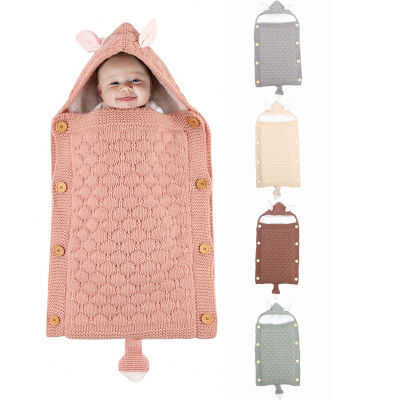 Baby Sleeping Bags Infant Button Knit Swaddle Wrap Swaddling Stroller Wrap Toddler Blanket Sleeping Bags Envelopes 70*40cm