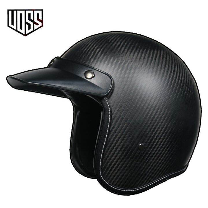 VOSS Latest Carbon Fiber Retro Helmet Motorcycle Helmet 3/4 Open Face
