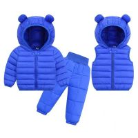 Winter Kids Clothing Sets Warm Faux Down Jackets+Vest+Pants 3pcs Children Clothing Sets Baby Girls Snowsuit Coats Boys Overcoat