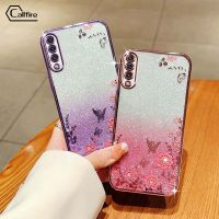 Callfire เคสโทรศัพท์ผงชิมเมอร์ลายตัวอักษรสำหรับ Samsung Galaxy A50 A50S A30S A70 A70S แบบดอกไม้ผีเสื้อซิลิโคนหรูหราป้องกันการตกกรอบแบบนิ่ม