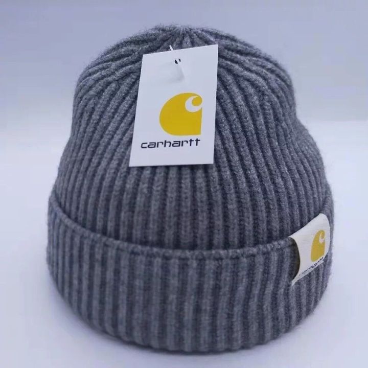 carharttaris-หมวกสำหรับทั้งหญิงและชายหมวกกันหนาวตัวอักษรอบอุ่นหมวกขนสัตว์ฤดูหนาวหมวกถักคู่